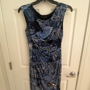 Figure Flattering Floral/Paisley Faux-Wrap Dress